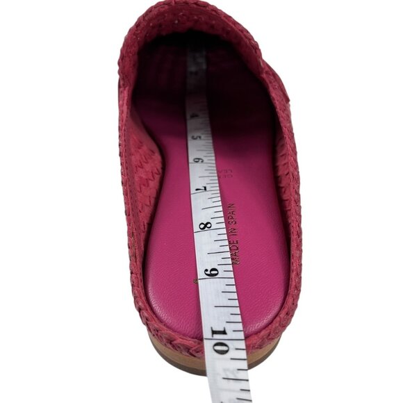 Bertuchi Genuine Leather Slip-On Mules Flats Loafers Woven Dark Pink Size 38 - Picture 14 of 16